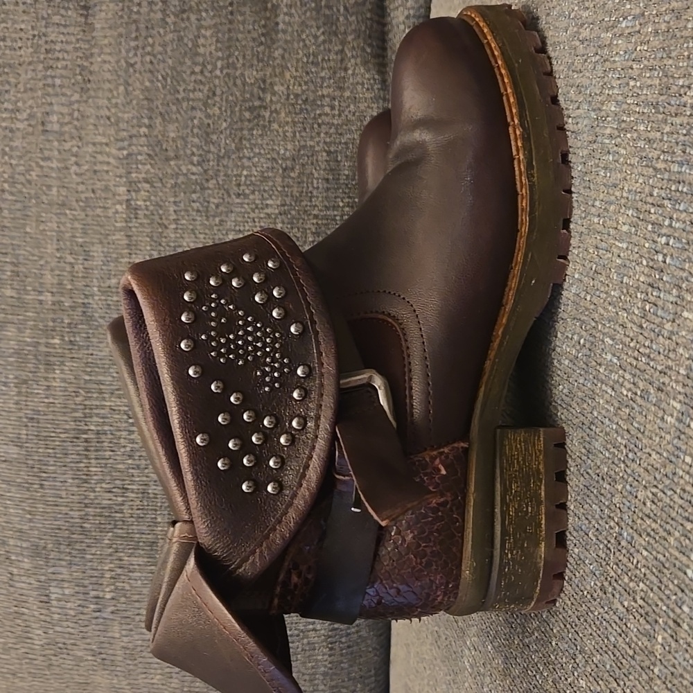 Felmini Burgundy Leather Ankle Booties-Size 39 8.5